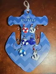 Set of 6 Classic Cypress Home Nautical Themed Anchors Aweigh Wine Glass Charms