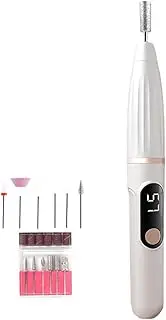 Electric Nail Drill, File Drill Set Machine, Digital Display Rechargeable Design, 0.83x6.02 inches, Portable Pedicure Tool with Replacement Parts, Manicure Kit for Home and Salon