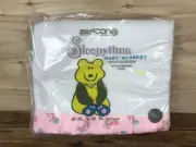 NEW Vintage Beacon SleepyTime Baby Blanket White Pink 40 x 45 USA Polyester NOS