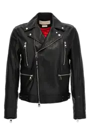 MCQUEEN Texture Leather Jacket