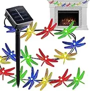 Outside Solar String Lights | Solar Charging String Lights for Outdoors,Dragonfly Decoration Illumination Dusk-to-Dawn Fairy Lamp for Patio Gazebo RV Awning Yard Tree Fence