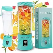 BlendyGo 3® Blender Smoothie Maker, Smoothie Mixer Small, Mini Portable Blender, Portable Blender, USB, Smoothie Maker to Go, Stand Mixer 550 ml, BPA-Free, PulseMotion & BlendPro Technology (Mint)