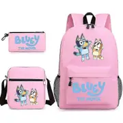 Bluey Three-piece Schoolbag Backpack High Quality high quality Pink 4