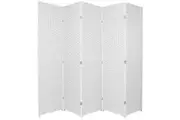 Woven Room Divider Screen White 5 Panel