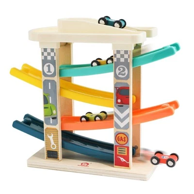 Toddler Wooden Race Track Car Ramp Toys for 1 2 Year Old Baby Motor Skills Ra...