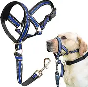 BARKLESS Muzzle Leash for Heavy Pullers, No Pull Stylish Head Halter for Large Aggressive Dogs, Gentle Dog Face Harness Stops Pet Pulling and Choking on Walks, Adjustable Head Collar