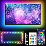 KANTUTOE LED Lights for TV, 16.4ft TV LED Lights for 45-75 Inch, RGB TV Lights Backlight Behind, Music Sync Bluetooth APP and Remote Control TV LED Strip Lights USB Powered for Bedroom