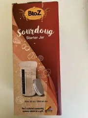 Sourdough Starter Jar 1000ml w/silicone scraper, thermometer band plus much more