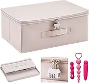 Discreet Lockable Adult Toy Bag Storage Organizer Toy Bag Storage Bins Case with Zipper Lid 15 x 10 x 6.3 Inches for Women and Men Clothes Container(Light Purple)