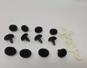 12 pcs VTG Zim's Black Flocked Fuzzy 17mm Plastic Bear Animal Nose Craft Toy