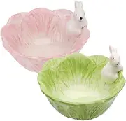 PAMINGONO Easter Ceramic Rabbit Cabbage Bowl Food Bowl Salad Decorative Kitchen Supply