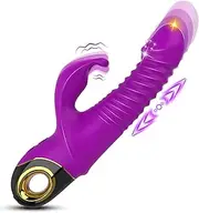 Thrusting Dildo G-spot Rabbit Vibrator - Silicone Realistic Dildo Massager Clitoral Vaginal Stimulator with 9 Vibrating & 5 Telescopic Modes, Waterproof Adult Sex Toys for Women