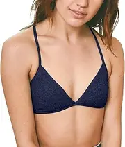 [Generic] No Back Fat Bra Triangle Bralette for Wome Ribbed Beauty Back Lightweight Thin Strap Bralette V Neck Pull On Unpadded Bra Womens Workout Bra (#A-Dark Blue, M)