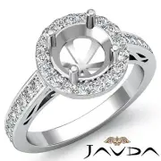 Halo Pave Set Filigree Round Semi Mount Diamond Engagement Ring 14k Gold 1.3Ctw