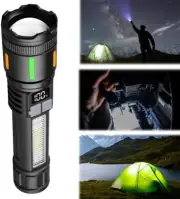 Super Bright Flashlight LED Powerful Rechargeable Torch Zoomable