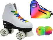 Allure Twilight Rainbow LED Light Up High-Top Quad Roller Skate 3 Piece Bundle