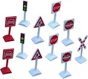 Totority Educational Traffic Sign Toys 11pcs Mini Roadblock Set for Children's Learning and Play