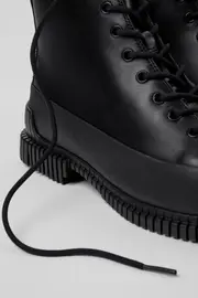 Pix Black Leather Mid Boots for Men.