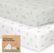 2-Pack Mini Crib Sheets Fitted, Pack and Play Sheets - Organic Cotton Pack N Pla