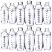 12 Pcs Plastic Cocktail Shaker Drink Mixer with Scales and Strainer Top Clear...
