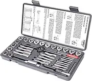 TOPEX 40 PCs Metric Imperial Tap and Die Set Screw Thread Drill Kit Pitch Gauge M3-M12