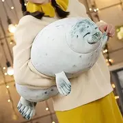 (Large, White) - Gianthairball Cute Blob Seal Pillow, Chubby Seal Plush Hug Pillow Soft Stuffed Animal Toy (White, 60cm )