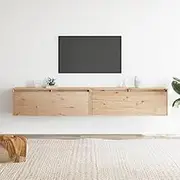 Floating Cabinet for Wall Storage, Modern Wooden Display Shelf, Wall Mounted Shelf, Hanging Cabinet for Bathroom, Living Room, Bedroom and Kitchen, Set of 2, 100 x 30 x 35 cm