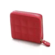 Women's Short Faux Leather Wallets, Checkered Nubuck Card Holder, Luxury Brand Zipper Wallet with Coin Purse