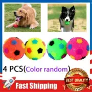 4 x Pet Dog LED Light Up Flashing Play Chasing Bounce Rubber Training Ball ToyQS
