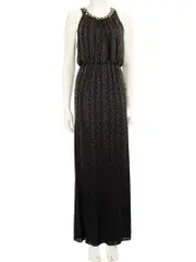 Black Crystal Embellished Maxi Dress