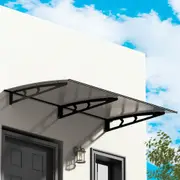 InstaHut 1m x 2m Window Awning Door Canopy Grey Solid Sheet Metal Frame