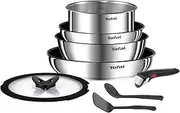 Tefal Ingenio L8979804 8-Piece Cookware Set, Suitable for All Heat Sources Including Induction, Non-Stick Coating, Stainless Steel, Stackable