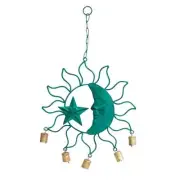 Verdigris Green Sun Moon Star Copper Bell Wind Chime