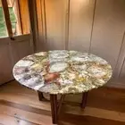 Petrified Agate Wood Coffee Table Top, Living Room Modern Stone Table Top Decor