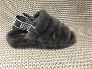 UGG FLUFF YEAH SLIDE CHARCOAL/GRAY SHEEPSKIN SLINGBACK SLIPPERS SIZE US 7 WOMEN