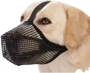 Dog Muzzle,Mesh Soft Muzzle for Small Medium Large Sized Dogs, Breathable Adjustable Puppy Muzzles for Scavenging Grooming Biting Chewing,Allows Panting and Drinking (Black, L)