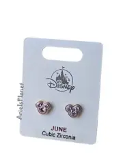 Disney Parks Mickey Mouse Ear Birthday Month June Cubic Zirconia Stud Earrings