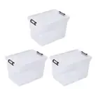 3 Pack Storage Boxes with Lids Stackable organise Home Garage Storage Clear