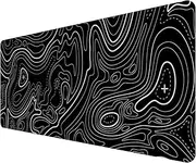 Large Topographic Gaming Mouse Pad - 90cmx40cm XL Mouse Mat, Non-Slip Water-Resistant Desk Map (35.4"×15.75"×0.1") Black
