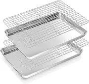 Fire More Baking Set [2 Sheets + 2 Racks], Stainless Steel, 16.3 x 12.5 x 1 Inch, Thick Gauge, Cooling Rack Design