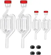 4 Pack Fermentation Airlock,Twin Bubble Fermenting Improved High Transparency S Shape with 4 pcs Grommets Drilled 3/8’’ Hole