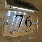 Modern Solar Light LED House Signs Plaques Door Numbers 1-99999 Street Name Glass Effect Acrylic Personalised