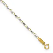 Gold 14K Two-tone Circle Chain with Mirror Beads 9in Plus 1in Ext. Anklet - 9"
