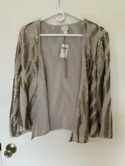 Brand New With Tag CHICOS women's Sequin Cardigan Jacket Blazer Size 1