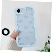 Bow Case for Clear Cute Ribbon Bow Phone Case Curly Wavy iPhone 16e Light Blue