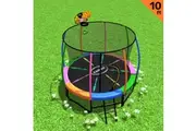 Kahuna Trampoline 10 ft with Basketball set - Rainbow