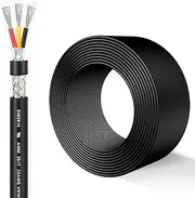 3 Core 28AWG Shielded Wire 15-100FT UL2517 Tinned Copper Core 16 Gauge 105℃ UL Certification Cable Speaker Wire for Monitoring Security & Electromechanical Equipment(60ft,3C-26awg)