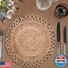 Jute Hand Braided Placemats Set of 6 | 14 Inches Artistic Round Tablemats for