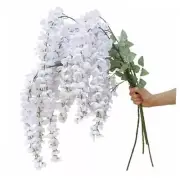 Pack of 4 - Silk Blush Wisteria Artificial Flowers Fake Wisteria Floral White