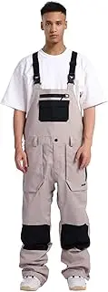 [HIEEKDER] Men's Ski Bib Insulated Waterproof Snow Pants Bibs Breathable Overalls Outdoor Winterproof